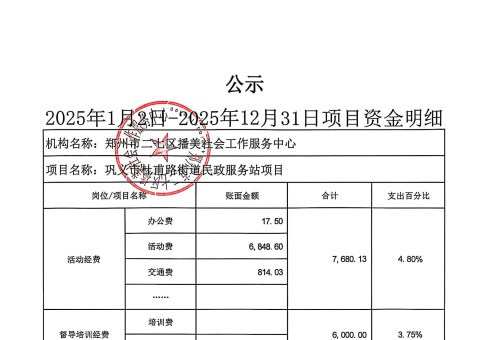 �����жŸ�·�ֵ���������վ��Ŀ2025��1��1��-2025��12��31����Ŀ�ʽ���ϸ